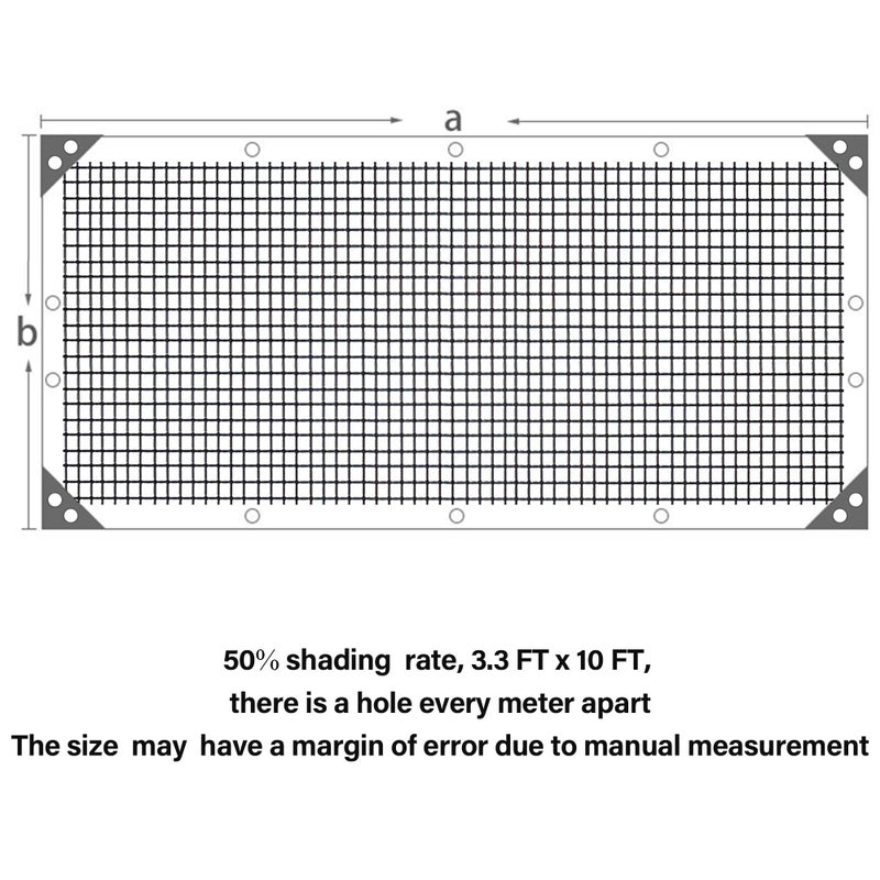 winemana 50% Black Shade Cloth  3.3 x 10 FT Garden Mesh Tarp for Plants Heat Protection with Grommets  Sunshade Plant Cover for Greenhouse  Barns Kennel  Outdoor Netting Screens for Patio & Porch - Image 3